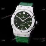 Copy Hublot Classic Fusion Diamond Bezel Green Dial Watch Citizen 8215 Movement